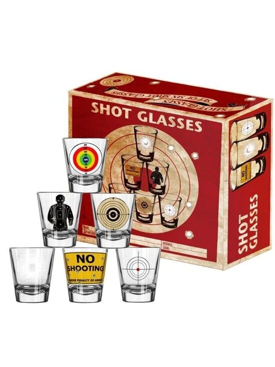 Shot Glass Set Other - Shot Glasses 6 Piece Shot Glass Set of Targets and Bullet Holes New in Box